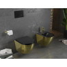 Mexen Lena Rimless WC csésze karcsú, lassan záródó duroplast üléssel, fekete matt/arany pikkely mintával - 30224078
