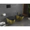 Mexen Lena vas de toaletă WC fără margini cu capac soft-close subțire, duroplast, negru mat/pattern solzi auriu - 30224078