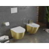 Mexen Lena toaletă suspendată Rimless cu capac cu coborâre lentă slim, duroplast, alb/auriu model linii - 30224007