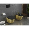 Mexen Lena vas de toaletă Rimless cu capac cu cădere lentă slim, duroplast, negru mat/model auriu linii - 30224077