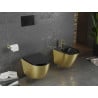 Mexen Lena vas wc fără margini cu scaun cu cădere lentă slim, duroplast, negru mat/model auriu linii - 30224077