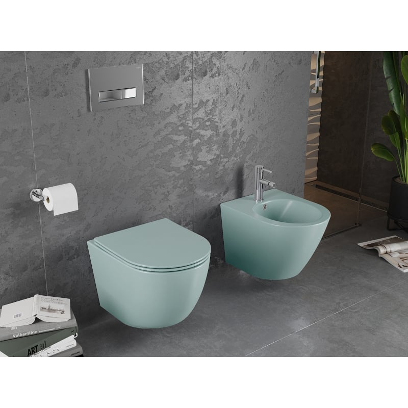 Mexen Lena vas wc Rimless cu capac cu închidere lentă, slim, duroplast, verde deschis mat - 30224048