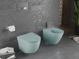 Mexen Lena Rimless WC csésze lassan csukódó, slim duroplast ülőkével, világos zöld matt - 30224048