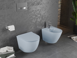 Mexen Lena Rimless wc-csésze lassú záródású slim üléssel, duroplast, szürke-kék matt - 30224069