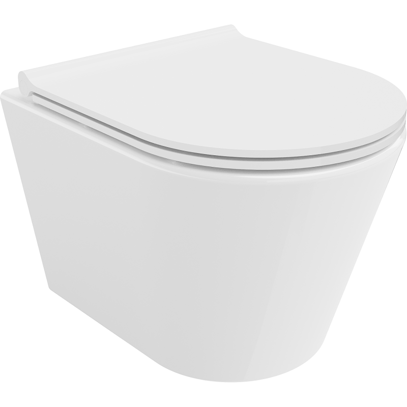 Mexen Rico perem nélküli WC csésze lassan záródó slim duroplast üléssel, fényes fehér - 30720500