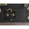 Mexen Andres chiuvetă din granit cu 1,5 camere cu scurgător 1000 x 500 mm negru, sifon auriu - 6515101510-77-G