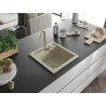 Mexen Vito chiuvetă de granit 1-cameră 520 x 490 mm, bej, sifon auriu - 6503521000-69-G