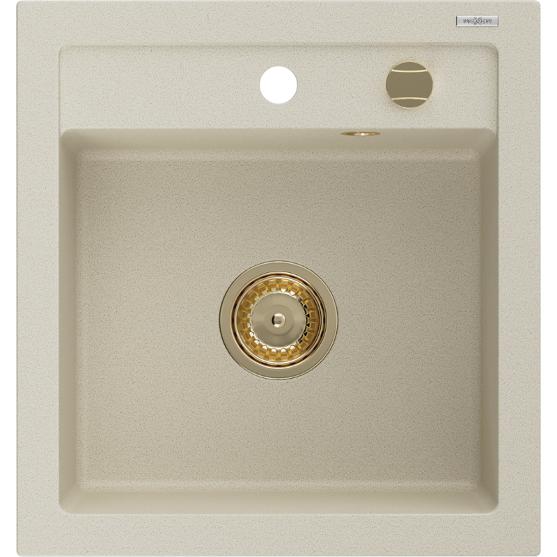 Mexen Vito 1 rekeszes gránit mosogató 520 x 490 mm, bézs, arany szifon - 6503521000-69-G