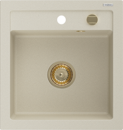 Mexen Vito 1-medencés gránit mosogató 520 x 490 mm, Bézs, szifon Arany - 6503521000-69-G