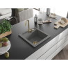 Mexen Vito 1-medencés gránit mosogató 520 x 490 mm, szürke, arany szifon - 6503521000-71-G