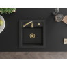 Mexen Vito chiuvetă de granit cu 1 cuvă 520 x 490 mm, metalic negru/argintiu, sifon auriu - 6503521000-73-G