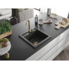 Mexen Vito chiuvetă din granit cu o cuvă 520 x 490 mm, negru pătat, sifon auriu - 6503521000-76-G