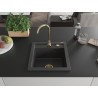 Mexen Vito chiuvetă din granit cu o cuvă 520 x 490 mm, negru pătat, sifon auriu - 6503521000-76-G