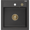Mexen Vito gránit mosogató 1-kamrás 520 x 490 mm, fekete pöttyös, arany szifon - 6503521000-76-G