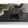 Mexen Vito 1-medencés gránit mosogató 520 x 490 mm, Fekete, szifon Arany - 6503521000-77-G