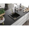 Mexen Vito chiuvetă de granit cu 1 compartiment 520 x 490 mm, negru, sifon auriu - 6503521000-77-G