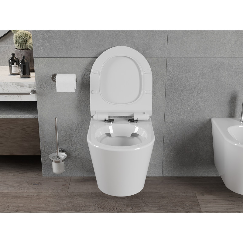 Mexen Rico vas de toaletă wc Rimless cu capac cu închidere lentă slim, duroplast, alb lucios - 30720100