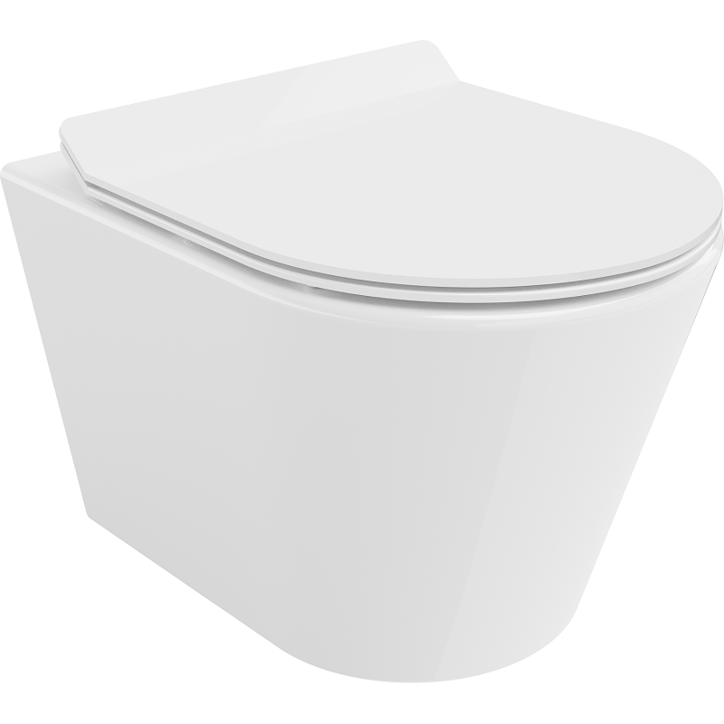 Mexen Rico Rimless WC csésze lassan záródó slim duroplaszt üléssel, fényes fehér - 30720100