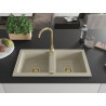 Mexen Mario kétmedencés gránit mosogató 820 x 436 mm, bézs, arany szifon - 6504822000-69-G