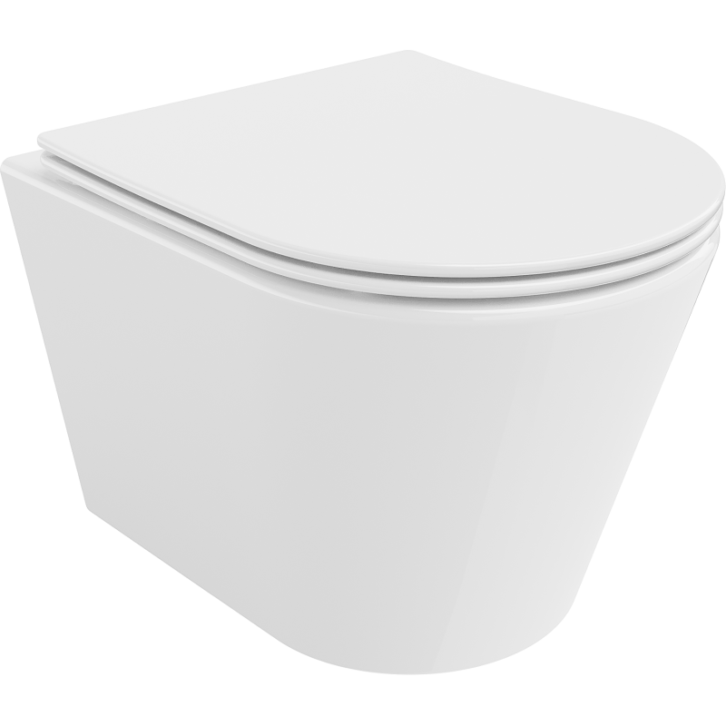 Mexen Rico Rimless WC csésze lassan záródó, ultravékony duroplast ülőkével, fényes fehér - 30720400