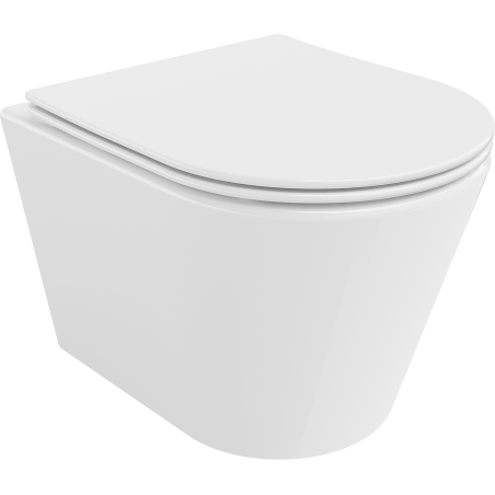 Mexen Rico Rimless WC csésze lassan záródó, ultravékony duroplast ülőkével, fényes fehér - 30720400