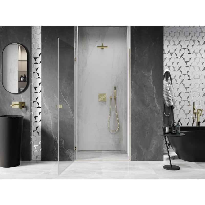 Mexen Lunar-B ușă de duș batantă stânga 45 cm, transparentă, aurie - 832-045-000-50-00-L