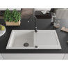 Mexen Leo chiuvetă de granit cu 1 compartiment și scurgător 900 x 500 mm, albă, sifon negru - 6501901010-20-B