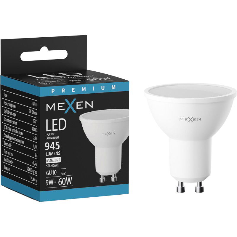 Mexen Nova Bec LED GU10, 9W, Neutru - 4000K, 945 lm - L108-GU10-0940-01