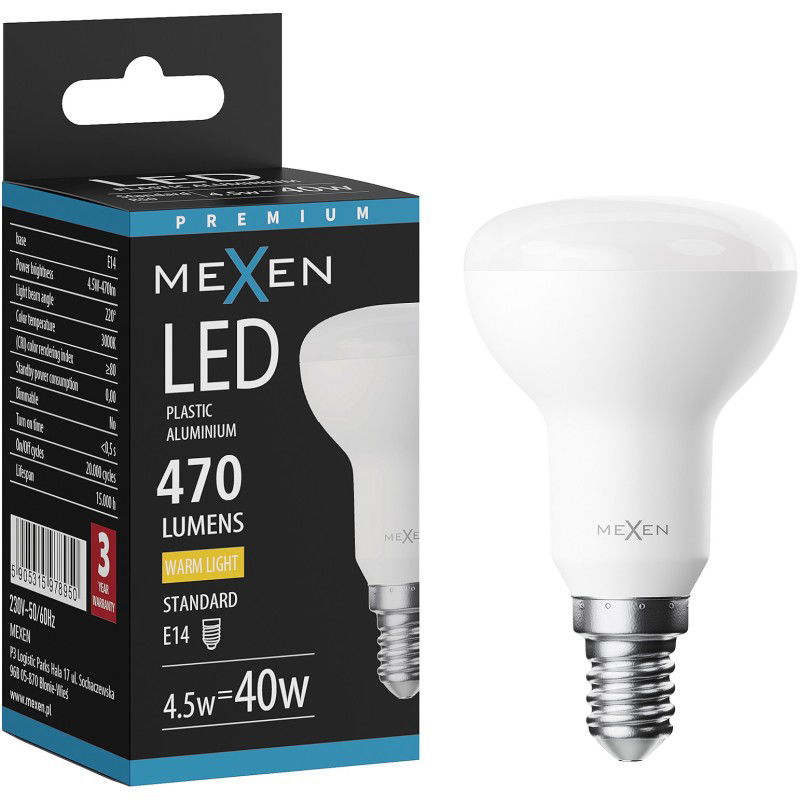 Mexen Nova Bec LED E14, R50, 4,5W, Cald - 3000K, 470 lm - L103-E14-0530-01