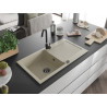 Mexen Leo chiuvetă de granit cu 1 compartiment și scurgător 900 x 500 mm, bej, sifon negru - 6501901010-69-B