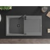Mexen Leo gránit egytálcás mosogató csepegtetővel 900 x 500 mm, szürke, fekete szifon - 6501901010-71-B