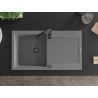 Mexen Leo gránit mosogató 1 medencés, csepegtetővel 900 x 500 mm, szürke, fekete szifon - 6501901010-71-B