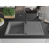 Mexen Leo chiuvetă de granit cu 1 bazin și picurător 900 x 500 mm, gri, sifon negru - 6501901010-71-B