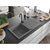 Mexen Leo gránit egytálcás mosogató csepegtetővel 900 x 500 mm, szürke, fekete szifon - 6501901010-71-B