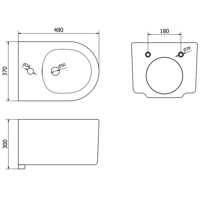 Mexen Sofia falra szerelhető bidé, matt fekete - 35544885