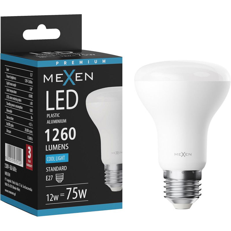 Mexen Nova LED izzó E27, R63, 12W, Hideg - 6500K, 1260 lm - L104-E27-1265-01