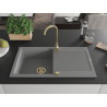 Mexen Leo gránit mosogató 1-medencés csepegtetővel 900 x 500 mm, szürke, arany szifonnal - 6501901010-71-G
