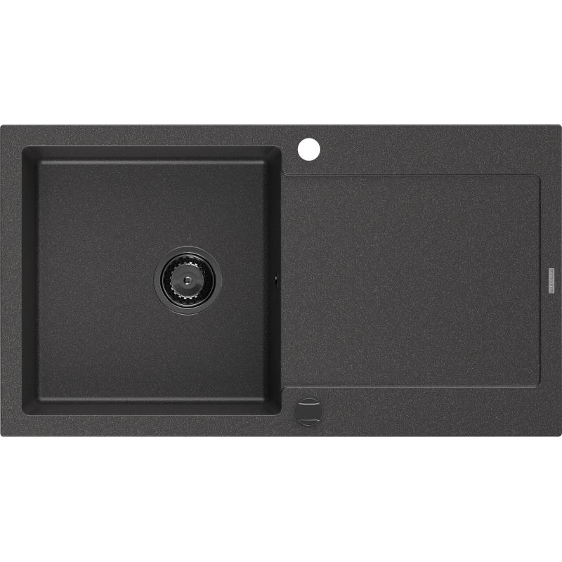 Mexen Leo chiuvetă din granit cu 1 compartiment cu picurător 900 x 500 mm, Neagră picățele, sifon Neagră - 6501901010-76-B
