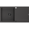Mexen Leo chiuvetă din granit cu 1 compartiment cu picurător 900 x 500 mm, Neagră picățele, sifon Neagră - 6501901010-76-B