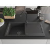 Mexen Leo chiuvetă de granit cu 1 cuvă și scurgător 900 x 500 mm, negru cu puncte, sifon negru - 6501901010-76-B