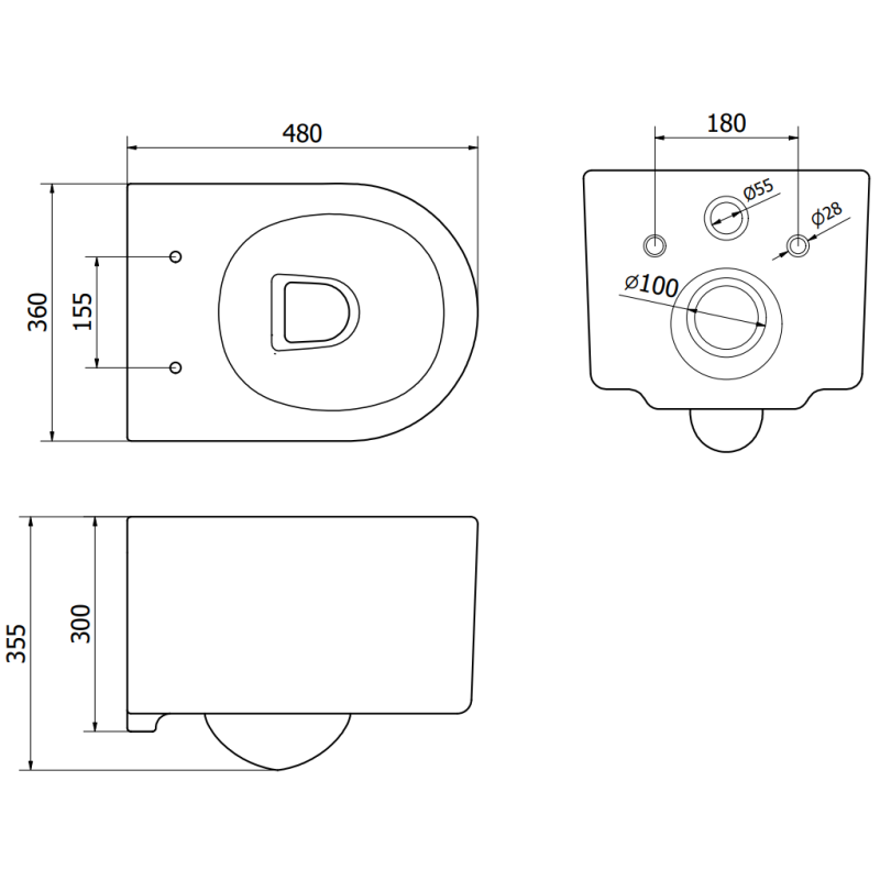 Mexen set încastrat WC cadru Fenix Slim cu vas de toaletă Sofia, alb lucios - 6103354XX00