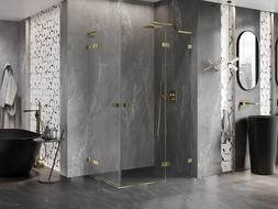 Mexen Lunar L Duo zuhanykabin jobbos nyíló 110 x 75 cm, átlátszó, arany - 834L-110P-075L-50-00