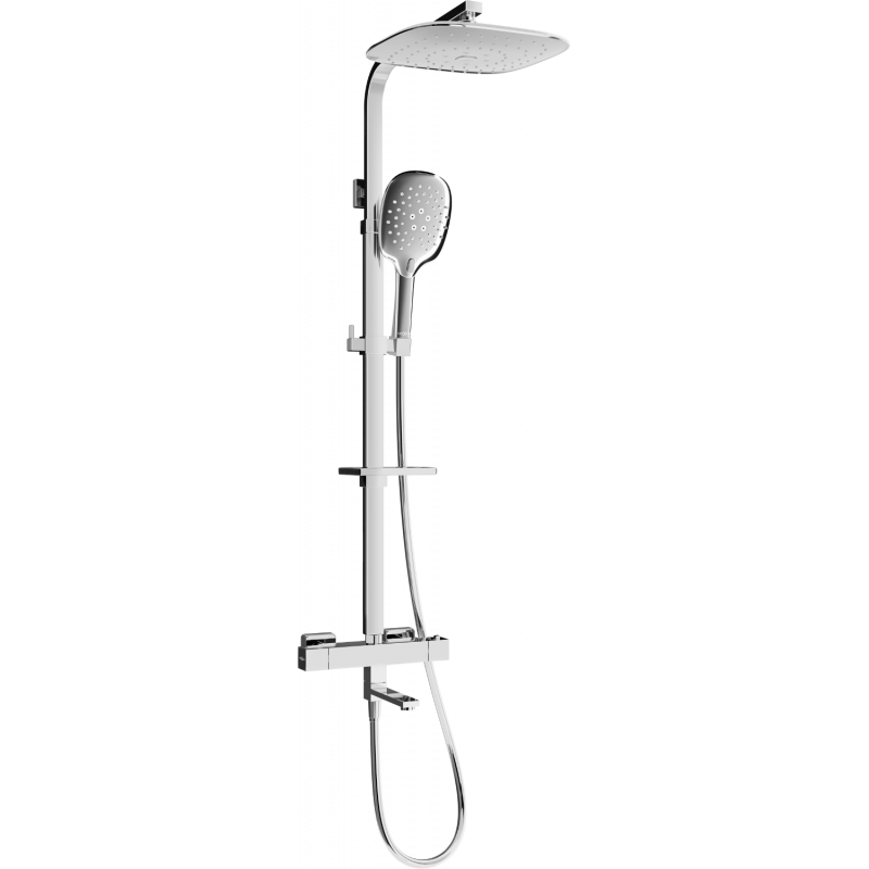 Set cadă-duș Mexen CQ22 cu duș deasupra și baterie termostatică, crom - 779102295-00
