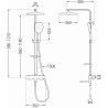 Mexen CQ22 set cadă-duș cu pară de tip ploaie și baterie termostatică, Neagră - 779102295-70