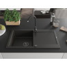 Mexen Leo 1 rekeszes gránit mosogató csepegtetőtálcával 900 x 500 mm, fekete/arany metál, fekete szifon - 6501901010-75-B