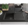 Mexen Leo chiuvetă granitică cu 1 compartiment cu scurgător 900 x 500 mm, negru/auriu metalizat, sifon negru