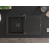 Mexen Leo chiuvetă granitică cu 1 compartiment cu scurgător 900 x 500 mm, negru/auriu metalizat, sifon negru