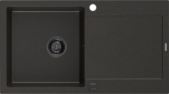 Mexen Leo chiuvetă granitică cu 1 compartiment cu scurgător 900 x 500 mm, negru/auriu metalizat, sifon negru