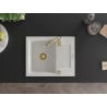 Mexen Enzo gránit mosogató 1-medencés csepegtetővel 576 x 465 mm, fehér, arany szifon - 6506571005-20-G