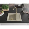 Mexen Enzo chiuvetă din granit cu 1 compartiment cu picurător 576 x 465 mm, Bej, sifon Auriu - 6506571005-69-G